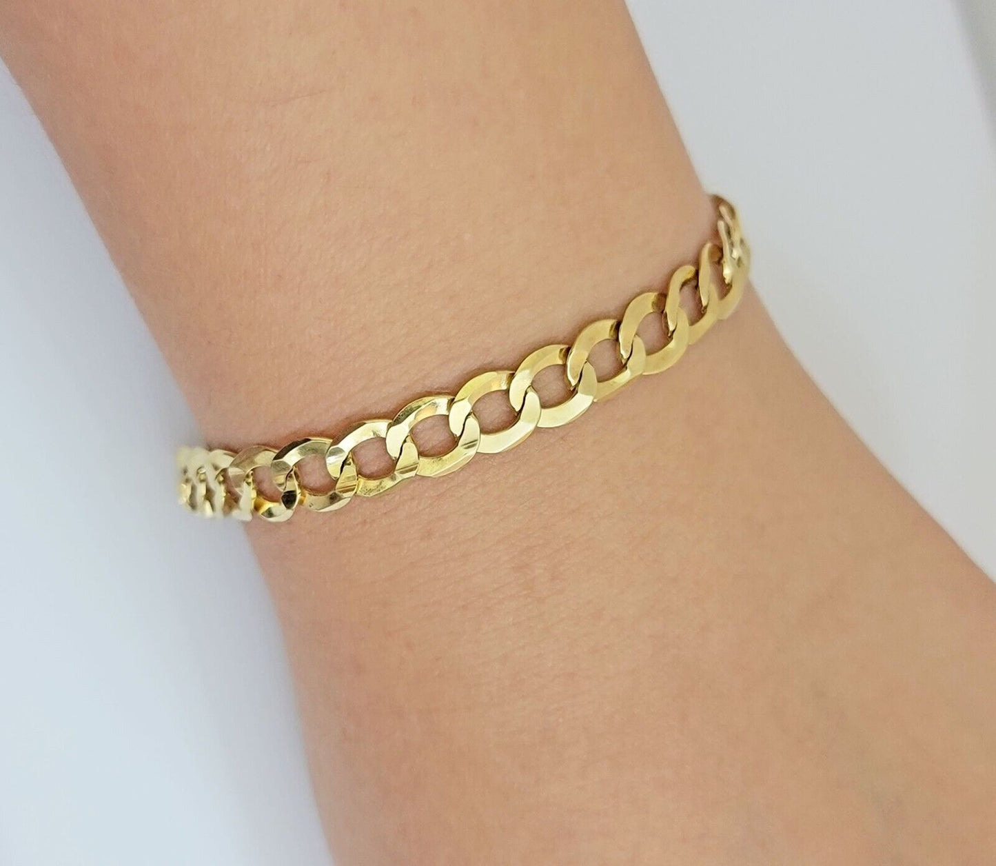 Real 10k Yellow Gold Bracelet Solid Cuban Link 7 Inch 7mm 10kt Women Bracelet