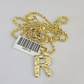 10k Gold Initial R Charm Rope Chain 16"-26" 2.5mm SET Necklace Alphabet Pendant