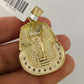 Real 10k Gold necklace & Pharoah Head charm pendant SET Chain 3mm Byzantine 28"