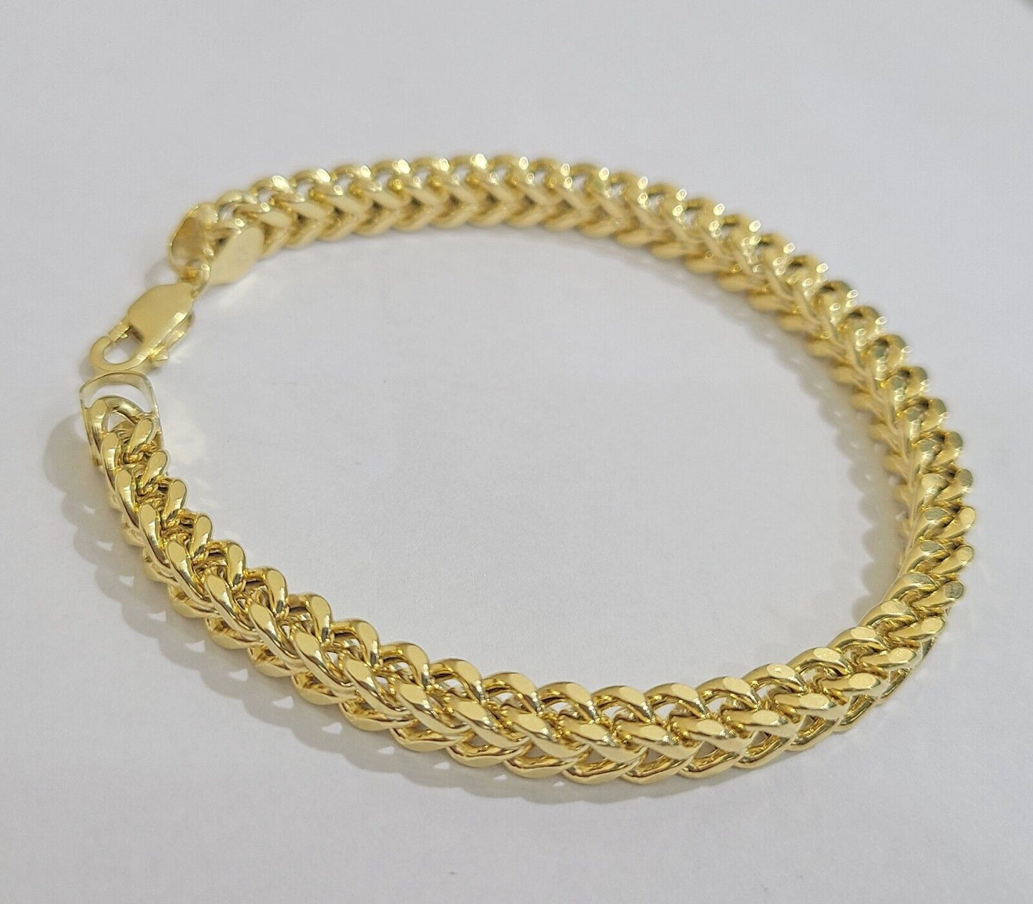 Real 10k Yellow Gold Bracelet 6mm Franco Style 8.5 inch 10kt Strong For Mens