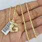 10k Gold Initial G Charm Rope Chain 16"-26" 2.5mm SET Necklace Alphabet Pendant