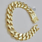 Real 10k Gold Bracelet Mens 9 inch 15mm Royal Cuban Link 10kt Yellow Gd CZ Lock