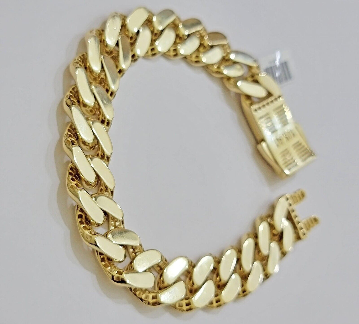 Real 10k Gold Bracelet Mens 9 inch 15mm Royal Cuban Link 10kt Yellow Gd CZ Lock