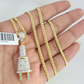 10K Solid Gold Miami Cuban Chain SET Diamond Plug Charm 18"-26" 2.5mm Necklace