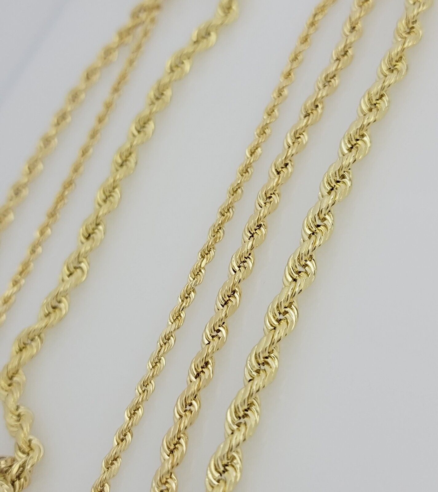 Real 10k Yellow Gold Chain Rope Necklace 3mm 4mm 5mm 18" 20" 22" 24" 26" 28" 30"