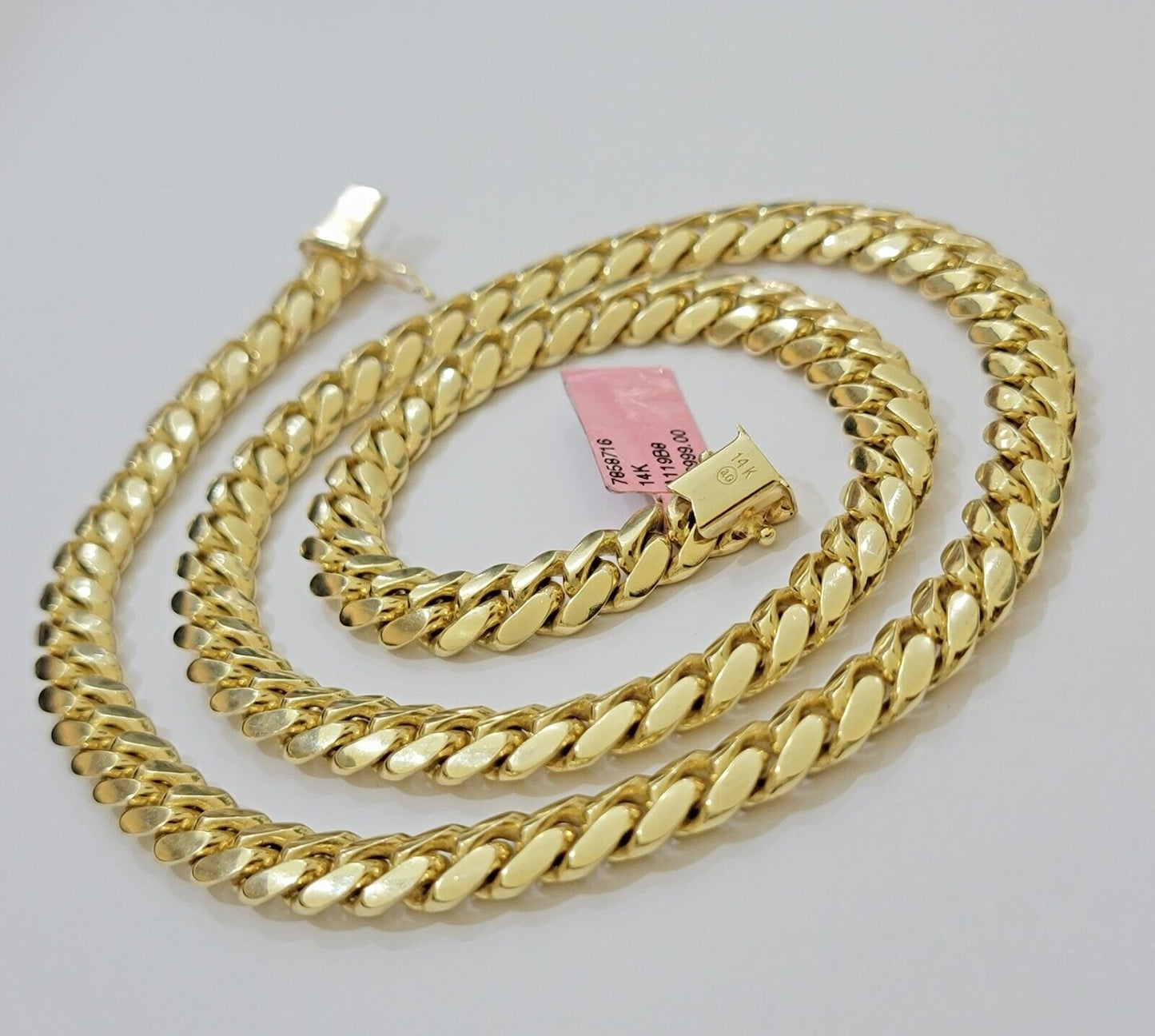 14k Yellow Gold Necklace 8mm Miami Cuban Link Chain 20 - 32 Inch REAL 14kt SOLID