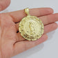 Real 10k Yellow Gold Charm Pendant Jesus Head Face & Virgin Mary 2 Inch 10KT Men