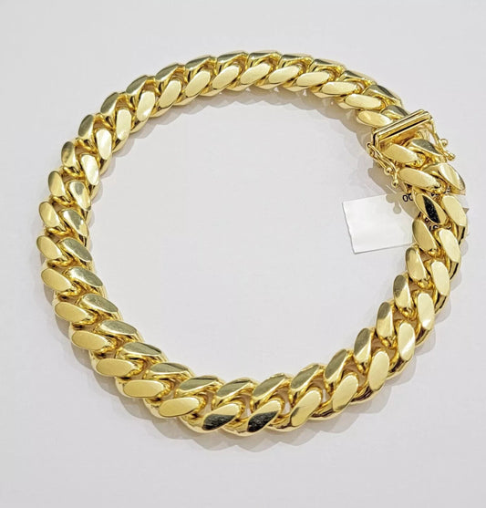 Real 14k Yellow Gold Bracelet Miami Cuban Link 8 Inch 10mm SOLID 14kt For Men's