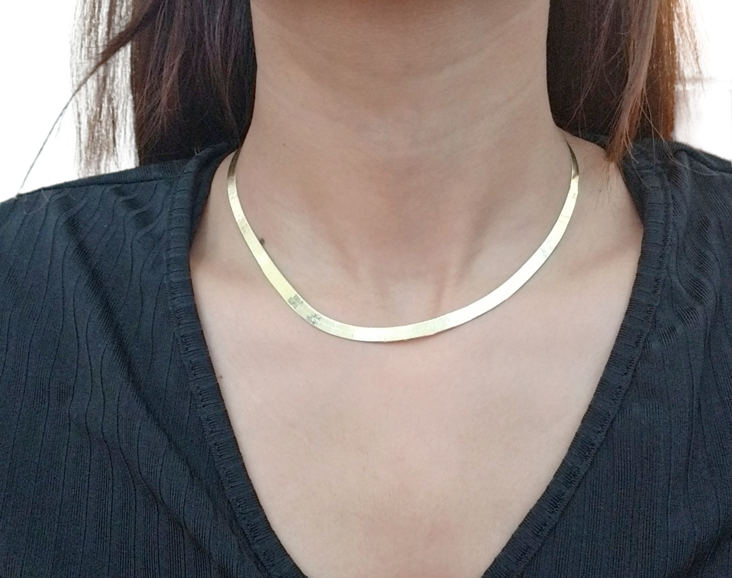 Herringbone silver necklace 20 inch on sale