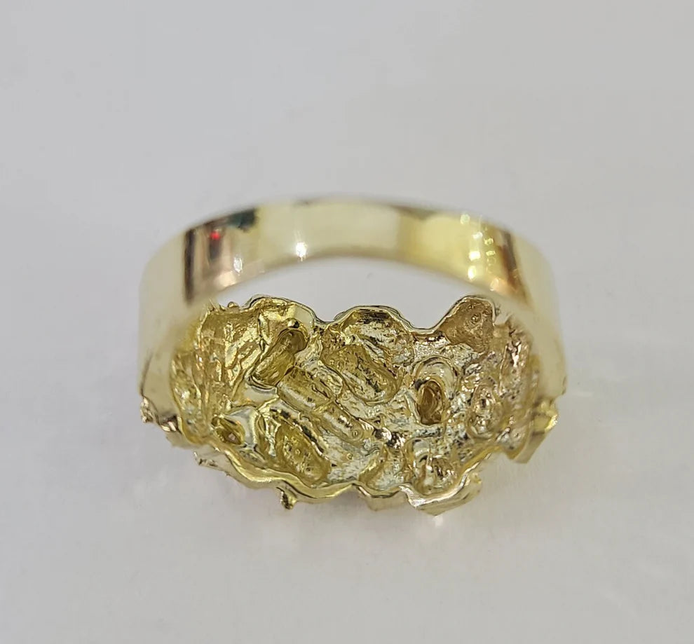 10k Nugget Jesus Cross Ring Casual Band Yellow Gold Genuine Brand New Religious