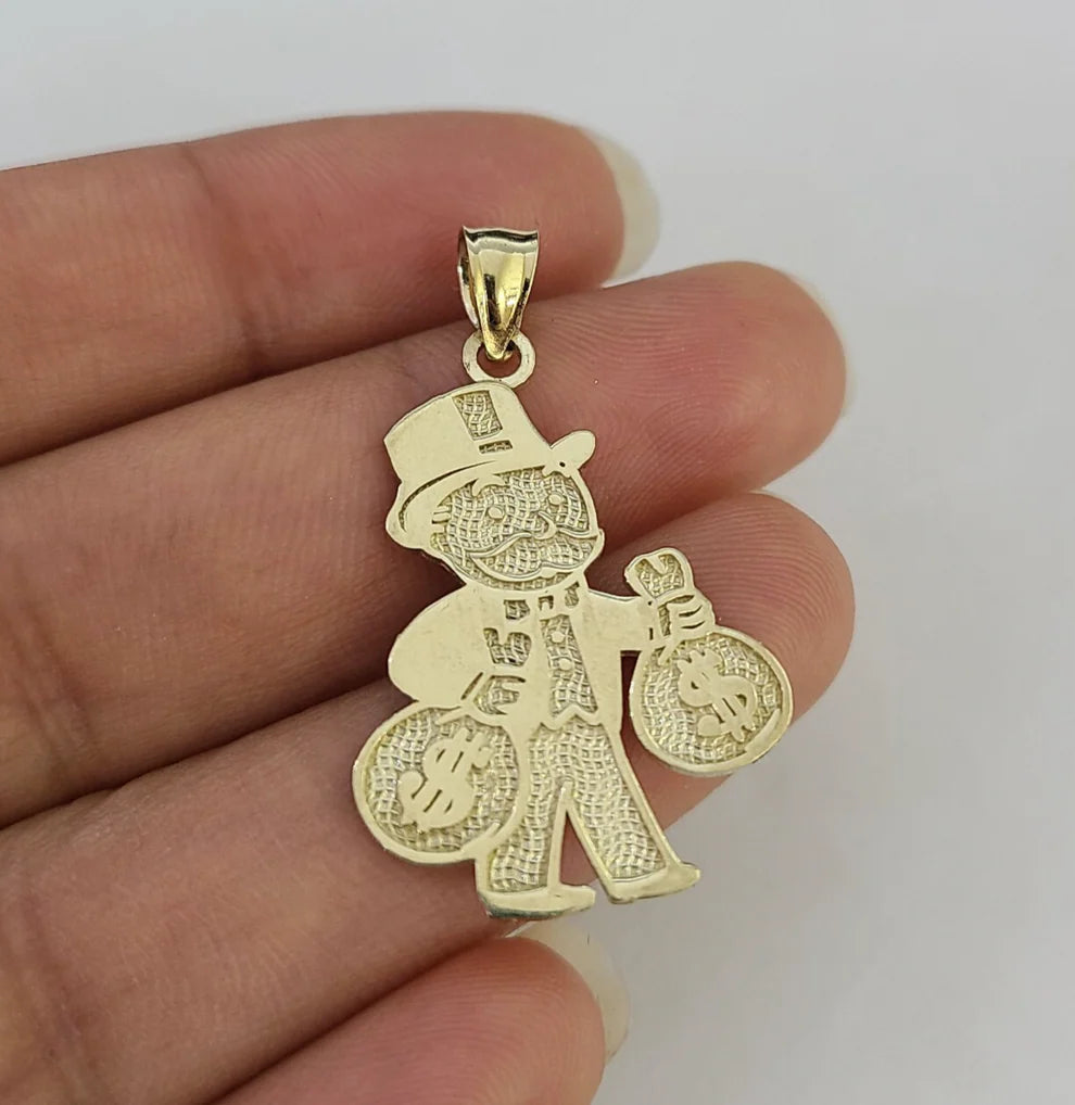 10k Grandpa Money Bag Charm Pendant REAL 10Kt Yellow Gold Real