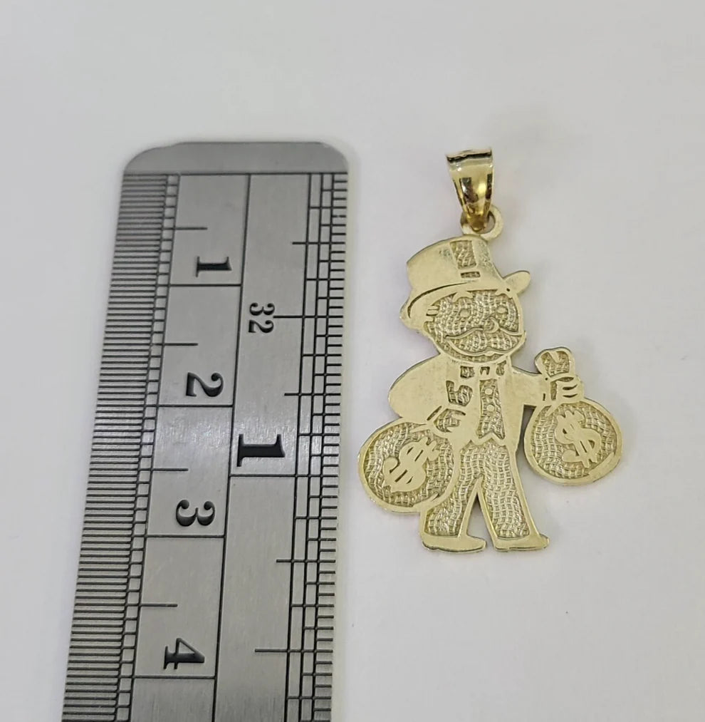 10k Grandpa Money Bag Charm Pendant REAL 10Kt Yellow Gold Real