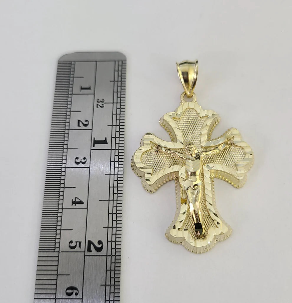 10k Jesus Crucifix Cross Charm Pendant Roman Religious REAL 10Kt Yellow Gold