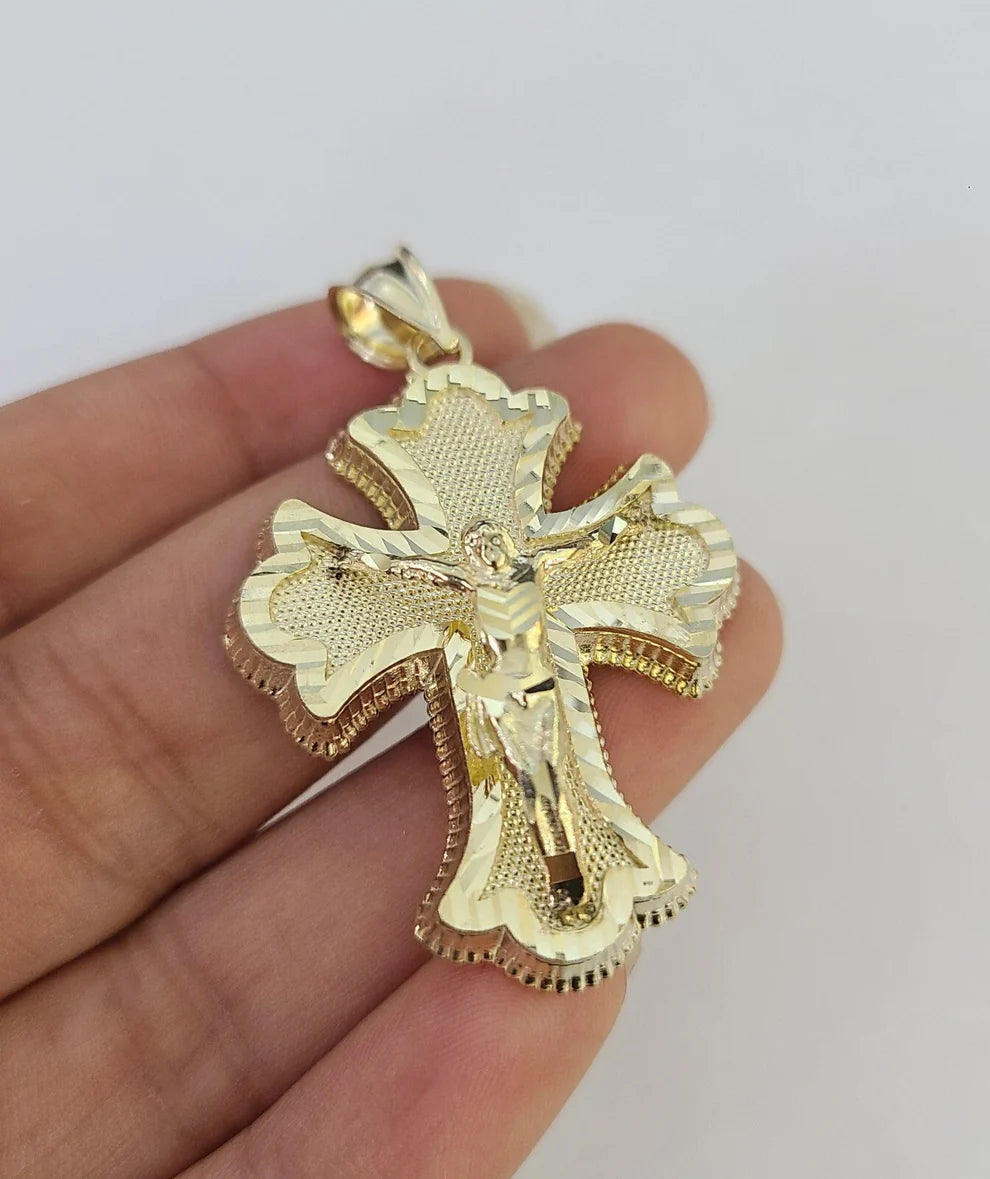 10k Jesus Crucifix Cross Charm Pendant Roman Religious REAL 10Kt Yellow Gold