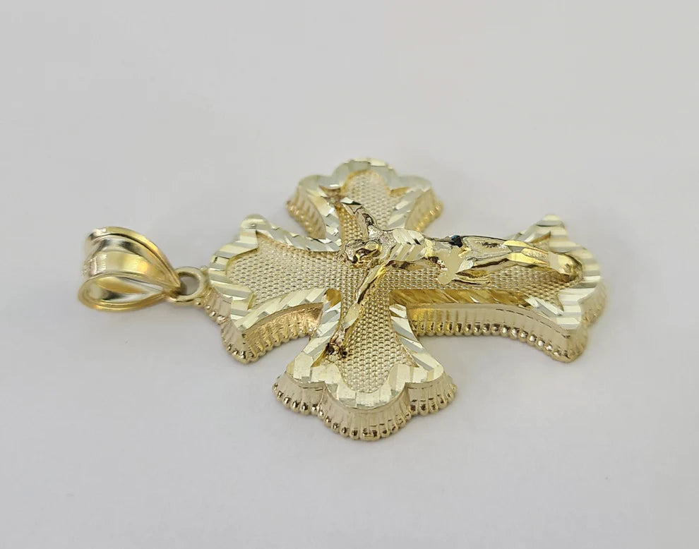 10k Jesus Crucifix Cross Charm Pendant Roman Religious REAL 10Kt Yellow Gold