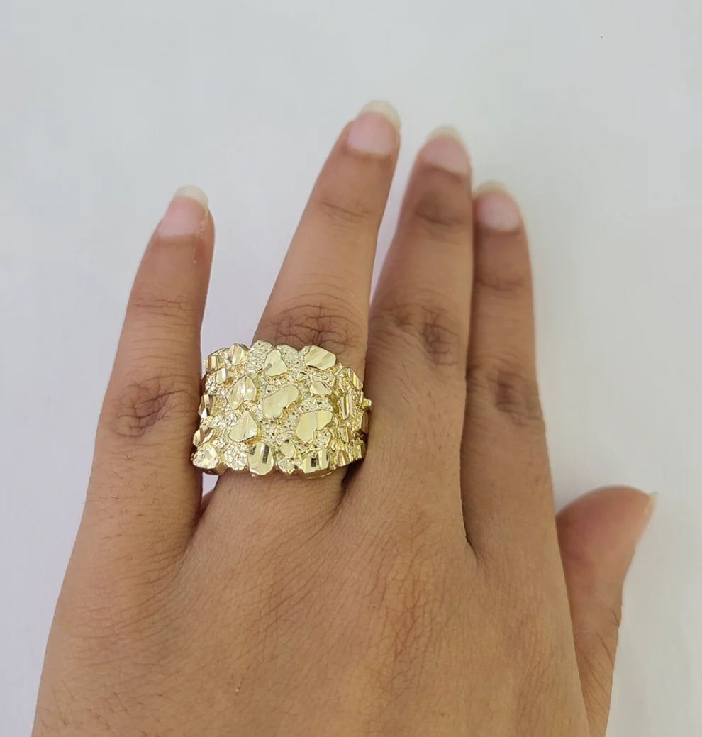 10k Nugget Ring Casual Band Yellow Gold Genuine Brand New