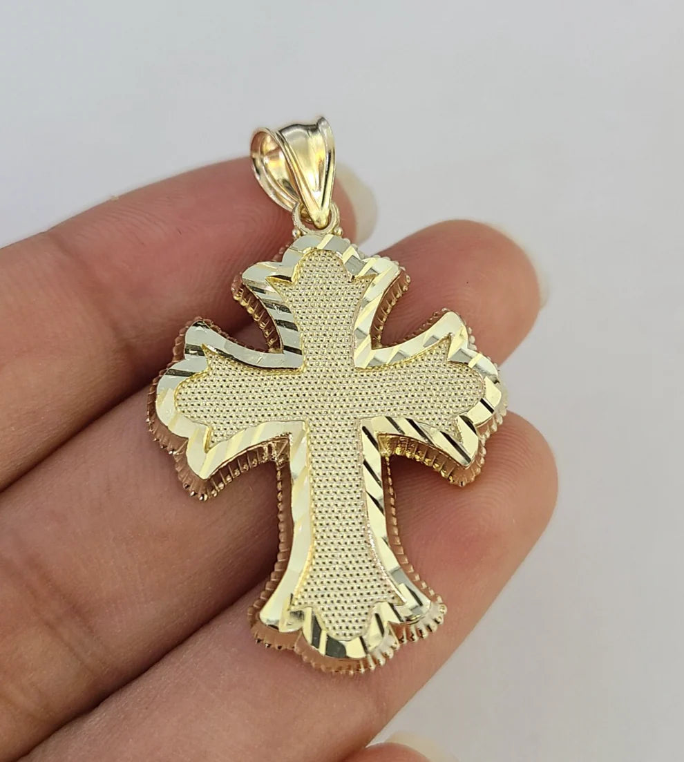 10k Jesus Roman Cross Charm Pendant Religious REAL 10Kt Yellow Gold