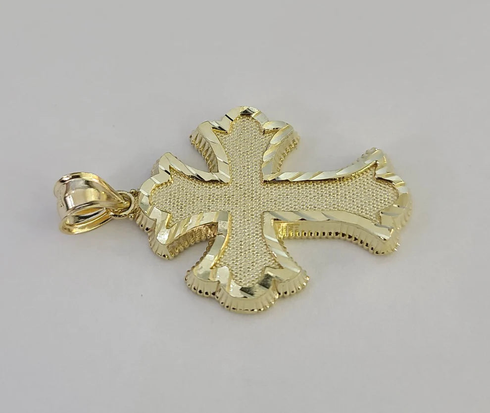 10k Jesus Roman Cross Charm Pendant Religious REAL 10Kt Yellow Gold