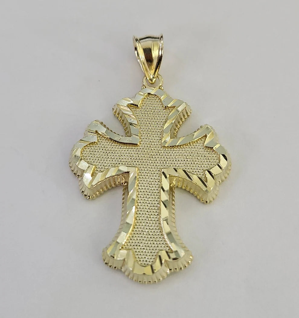 10k Jesus Roman Cross Charm Pendant Religious REAL 10Kt Yellow Gold