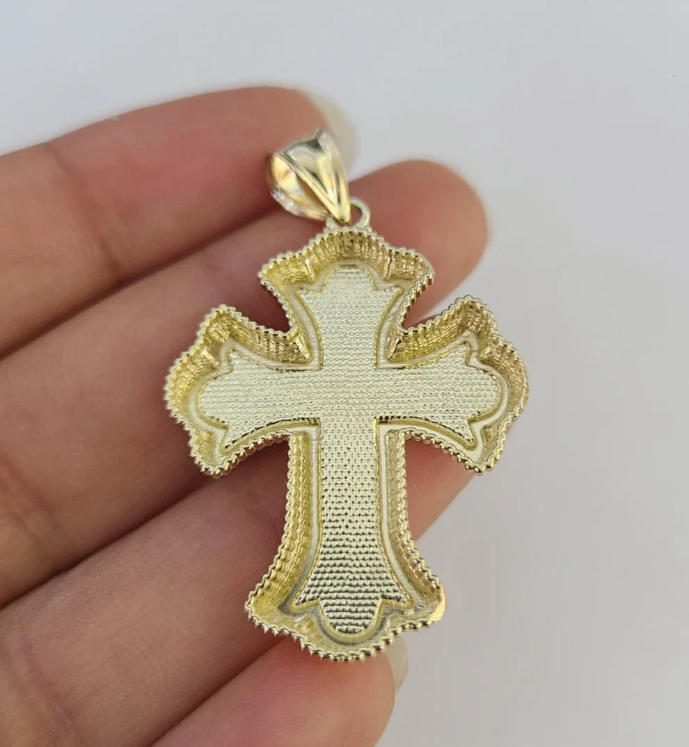 10k Jesus Roman Cross Charm Pendant Religious REAL 10Kt Yellow Gold