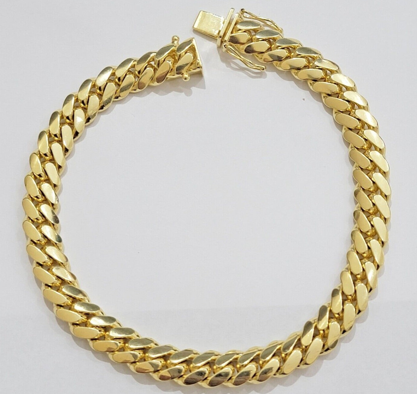 Solid 14k Yellow Gold Cuban Link Bracelet 8mm 7.5 Inch REAL Miami Links STRONG