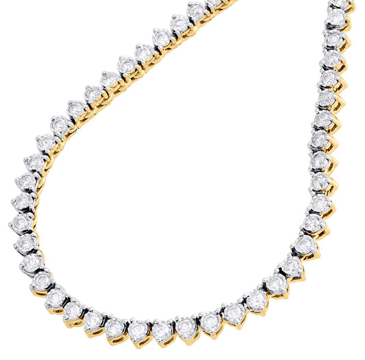 10k Solid Tennis Ice Chain Real Gold 18 Inch Necklace 4mm Genuine 1.50CT Diamond
