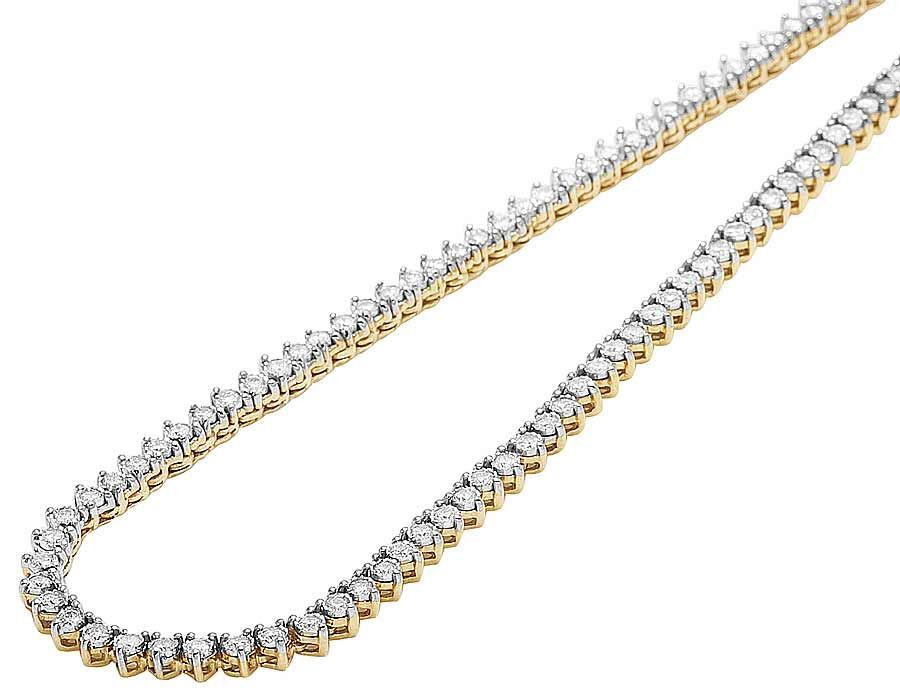 10k Solid Tennis Ice Chain Real Gold 22 Inch Necklace 3mm Genuine 1.85CT Diamond
