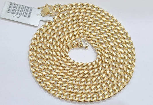 10kt Yellow Gold Miami Cuban Link Chain 10k Necklace 24 Inches 4mm Box Lock Real