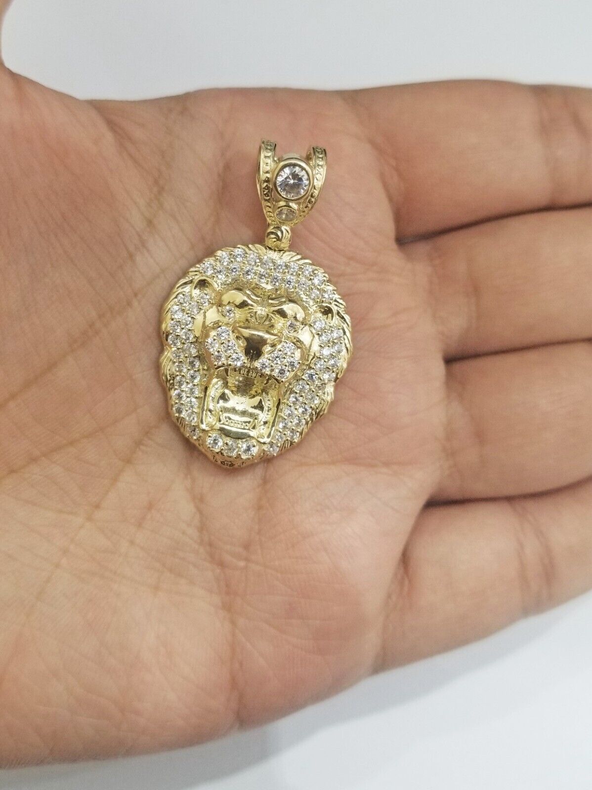 Real 10k Yellow Gold Charm Lion Head Pendant 10kt Gold