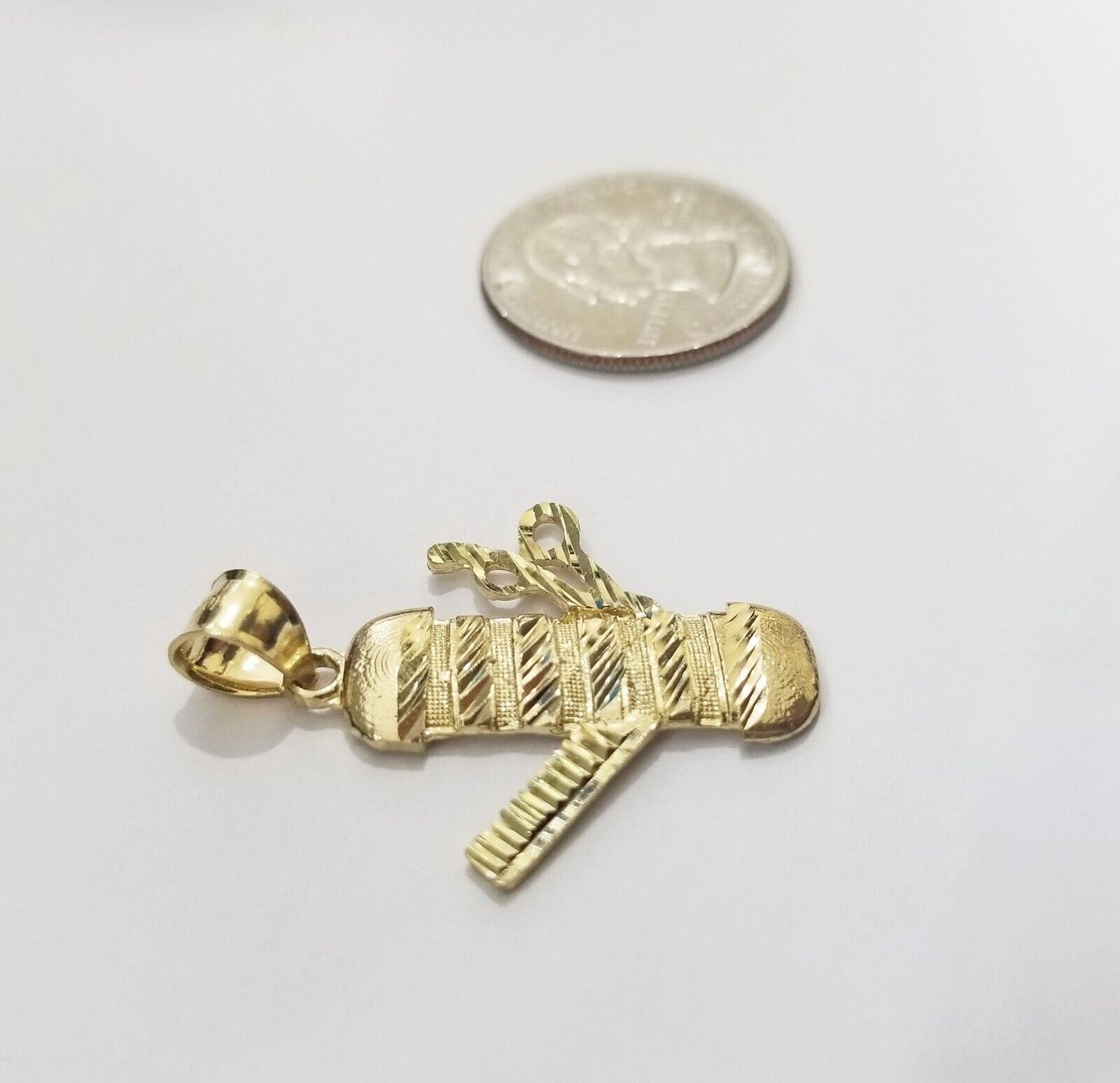 Real 10k Yellow Gold Barber Charm Pendant 10kt for  Chain