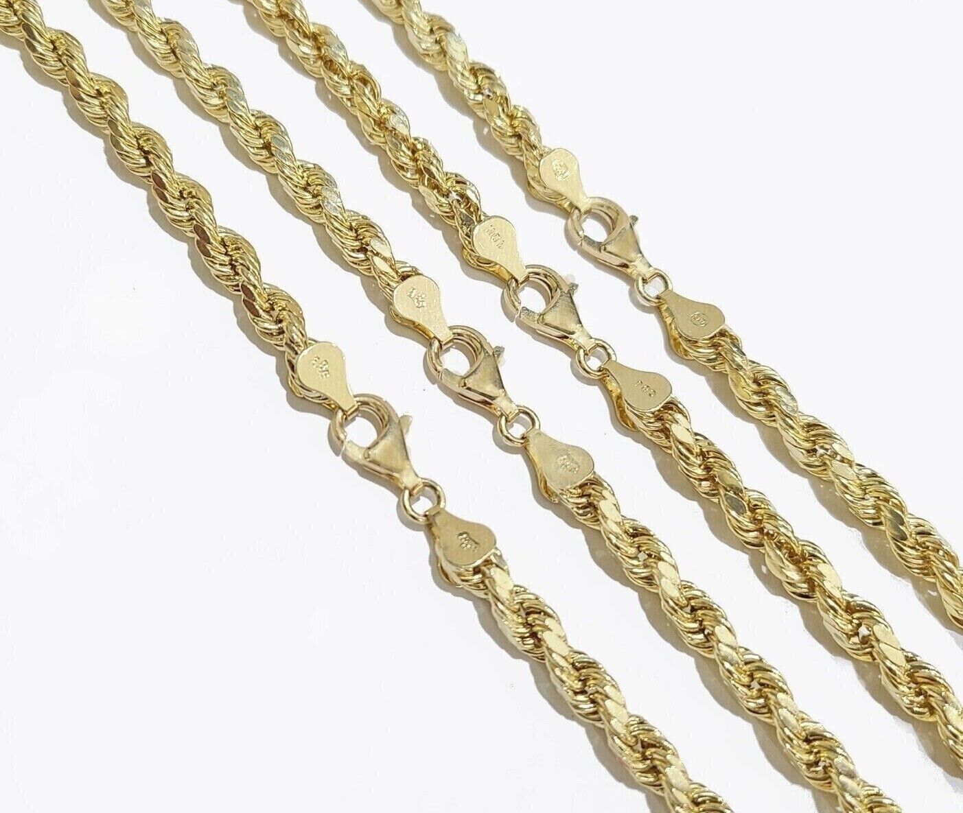 10k Yellow Gold Rope Chain Necklace 22 Inch 8mm Diamond Cuts Men's REAL 10KT