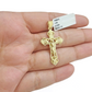 Real 10k Gold Jesus Cross Charm Pendant 10KT Yellow Gold For Chain & Necklace