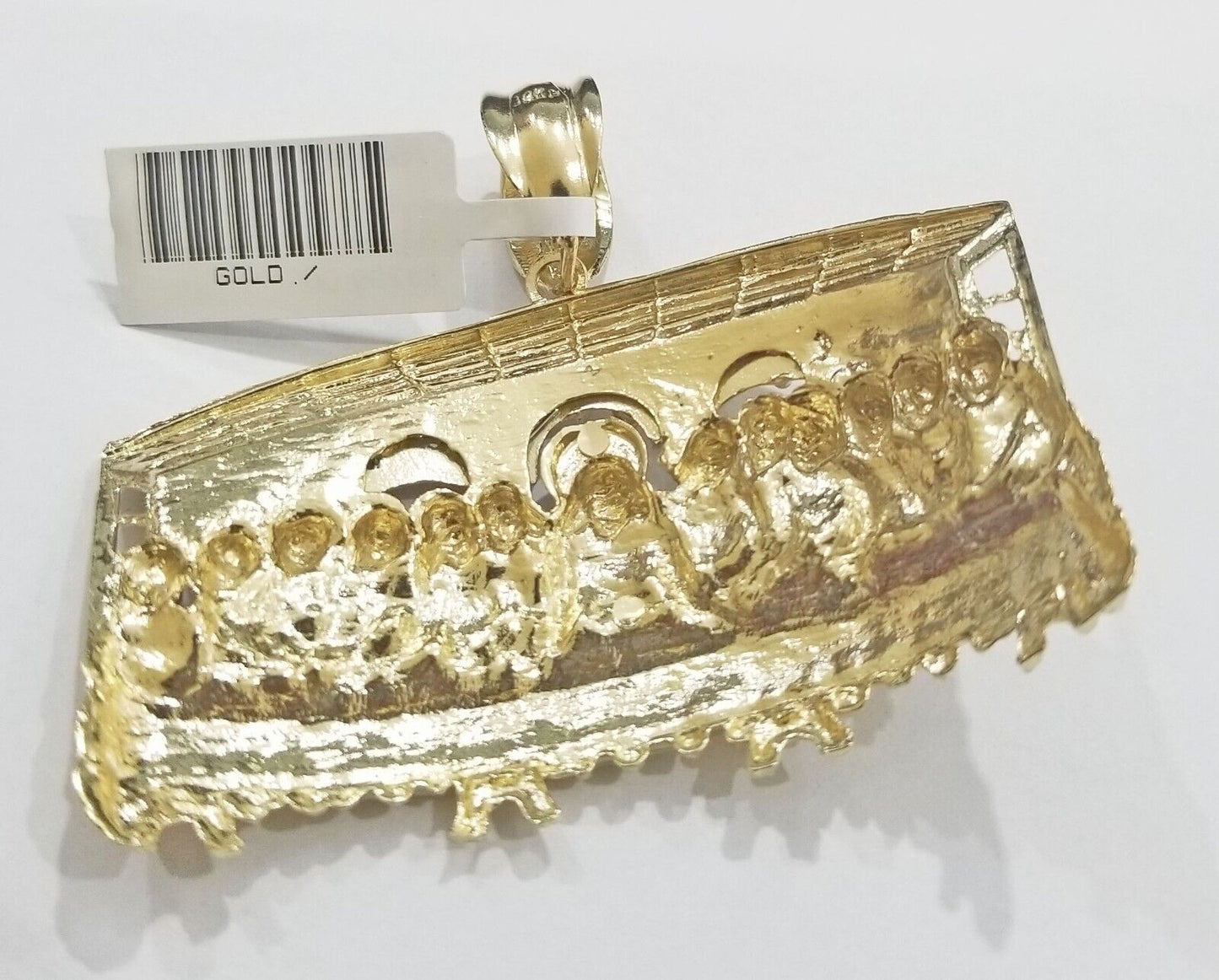 Real 10kt yellow gold Last Supper pendant charm 3D style