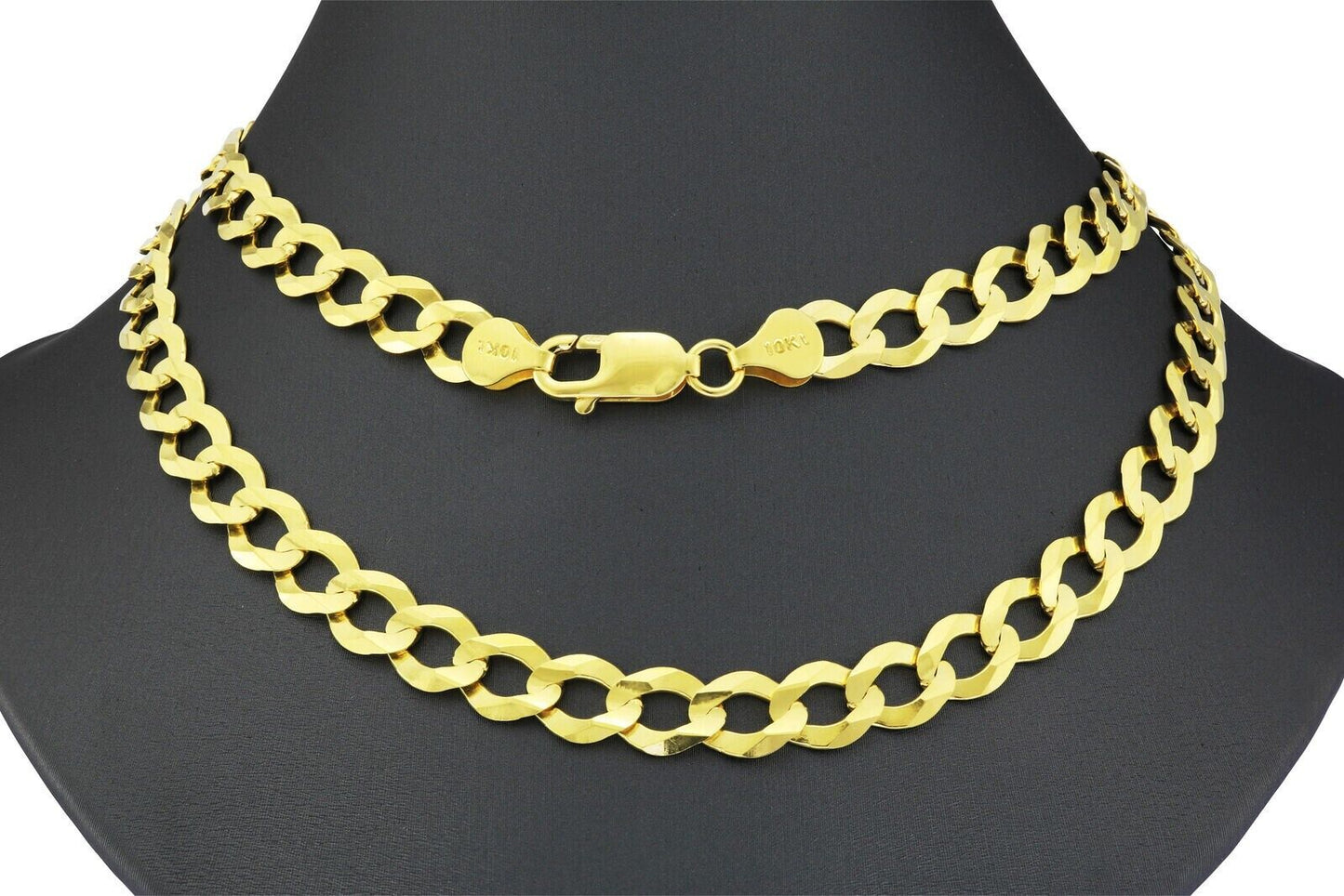 10k Yellow Gold Cuban Curb Link Chain 8mm Necklace 28'' Real 10kt Lobster Lock