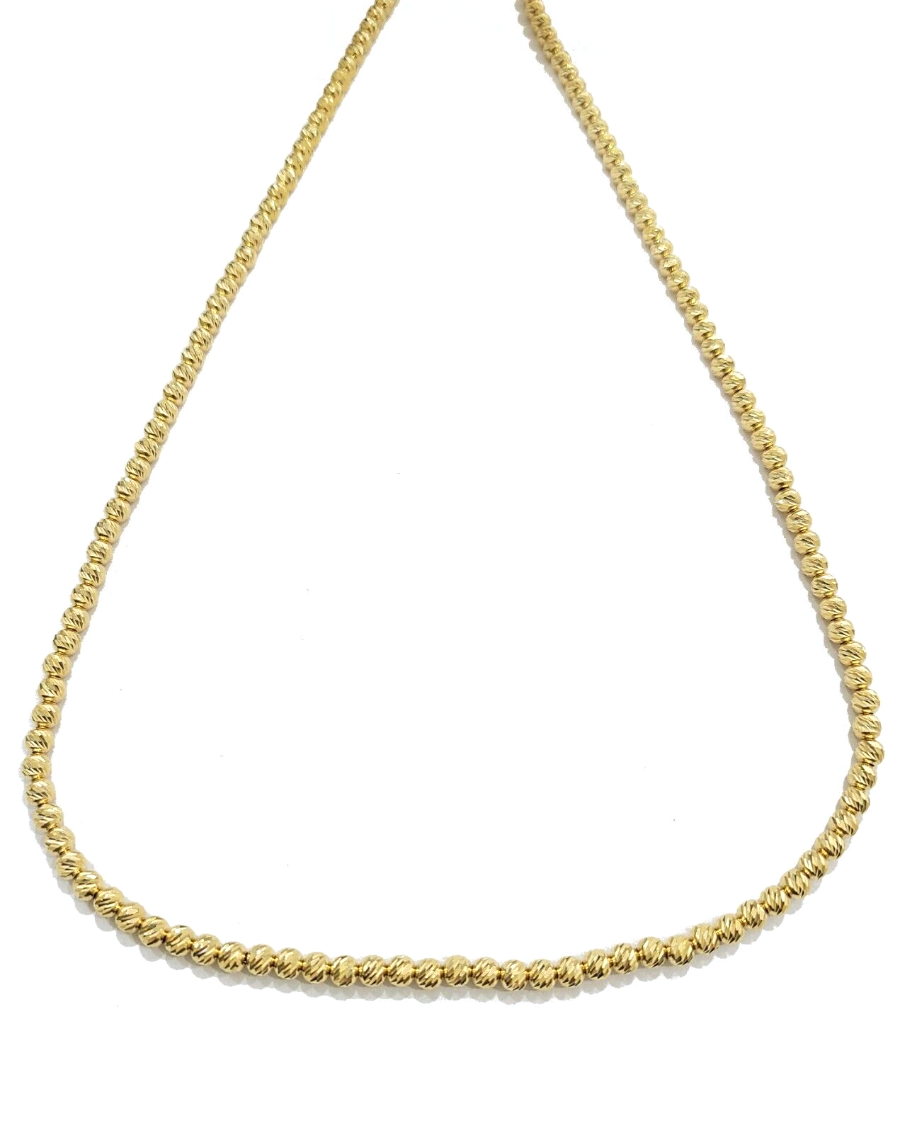 Real 10k Yellow Gold Necklace 4mm Moon Cut Chain 22'' inches Unisex