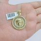 Real 10k Gold Circular Charm 10kt Yellow Gold Pendant Men Women