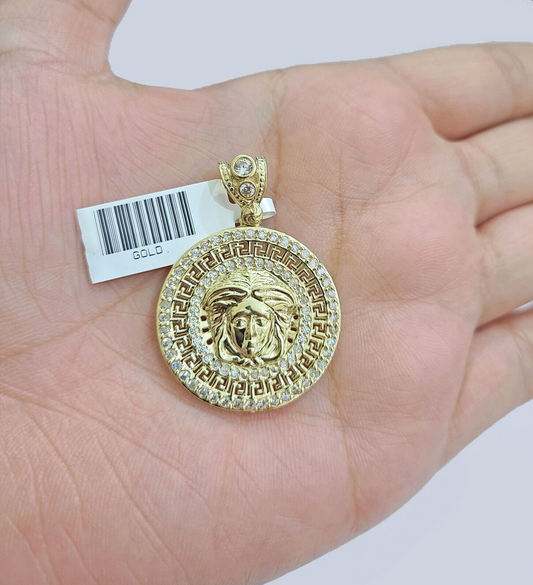 Real 10k Gold Circular Charm 10kt Yellow Gold Pendant Men Women