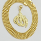 10k Gold Allah Charm Miami Cuban Chain 20" 3mm Necklace Pendant , REAL 10kt SET