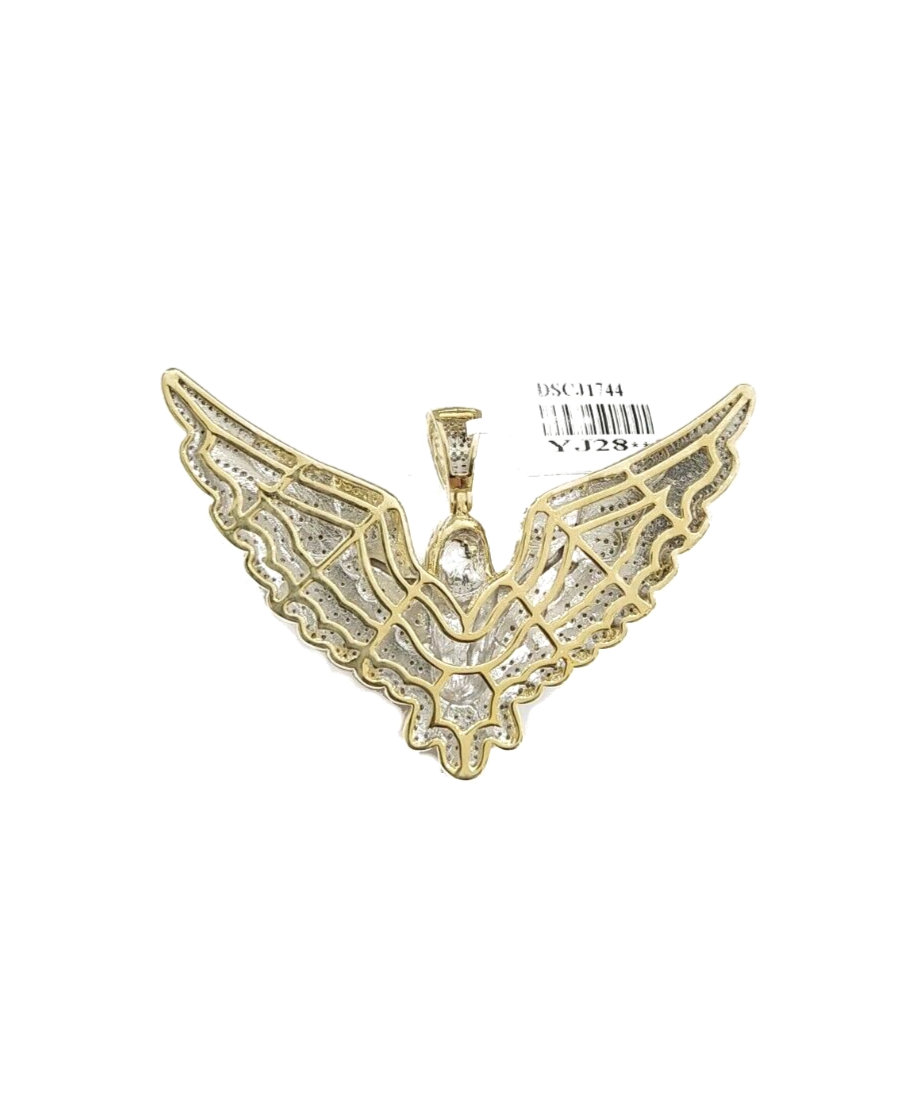 Real 10k Yellow Gold Angel Wing Diamond 1.17CT Charm Pendant 10kt for Chain