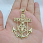 Real 10k Gold Anchor Jesus Crucifix Charm Pendant 10kt Yellow Gold Men Women