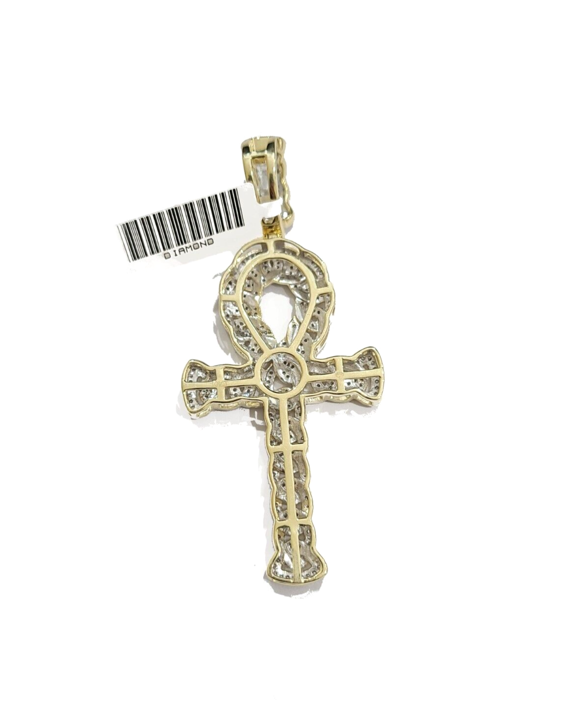 Real 10k Yellow Gold Cross Diamond Charm Pendant 2.5'' Inches Genuine 10kt