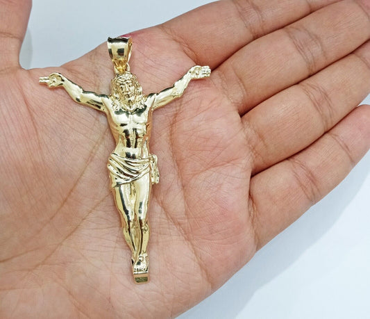 Real 10k Yellow Gold Jesus Crucifix Charm 10kt Pendant Men Women