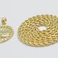 Real 10k Gold Rope Chain Last Supper Pendant Set, 24 Inch 3mm necklace & Charm