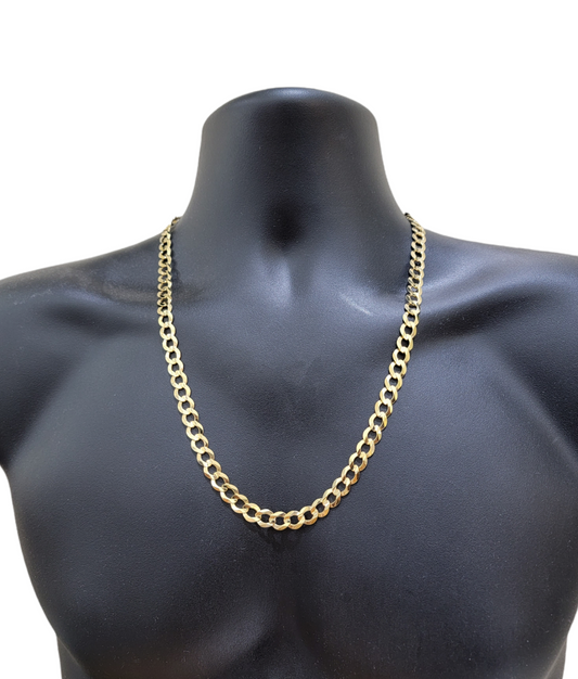 Real 10k Yellow Gold Solid Necklace Cuban Curb Link Chain 9.5mm 24" inch For Men