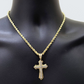 Real 10k Yellow Gold Cross Charm Rope Chain Necklace 4mm 22'' Pendant 10kt Jesus