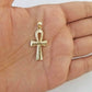 Real 10k Gold Ankh Charm Pendant 10kt Yellow Gold Diamond Cut Cross For Chain