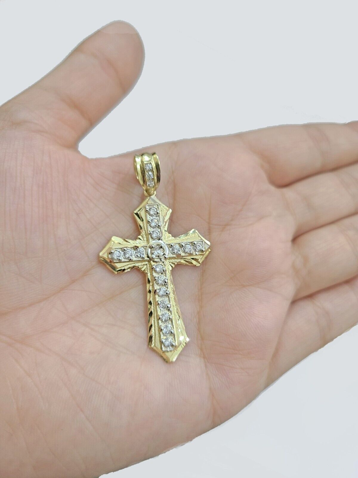 Real 10k Yellow Gold Franco Chain 2.5mm 28" inch Necklace Jesus Cross Charm 10kt