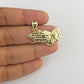 Real 10k Yellow Gold Praying Hands Charm Pendant 10kt for Chain Men Women