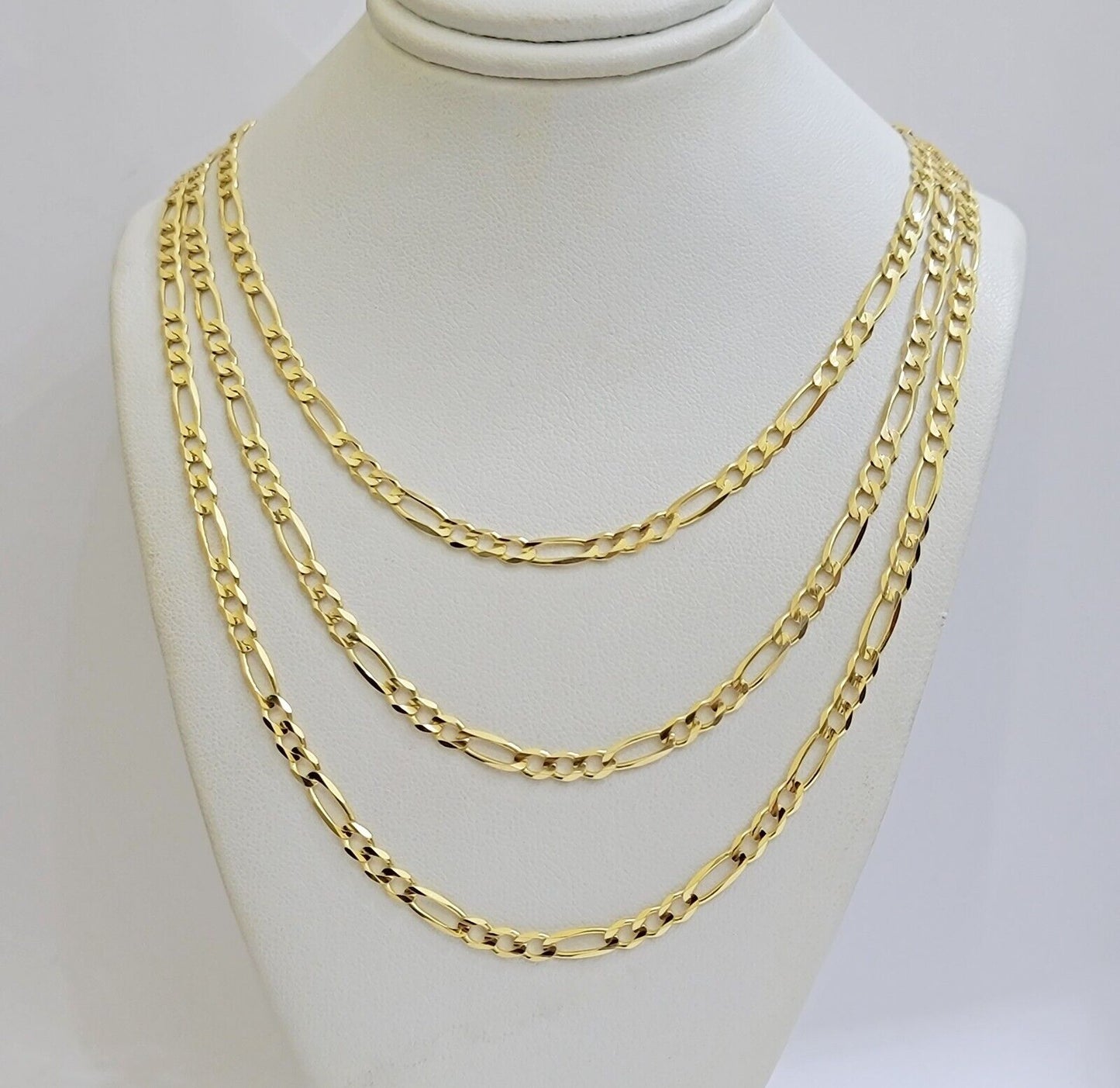 Solid 14k Yellow Gold Figaro chain Necklace 24 Inch 3.5mm Men's STRONG REAL 14kt