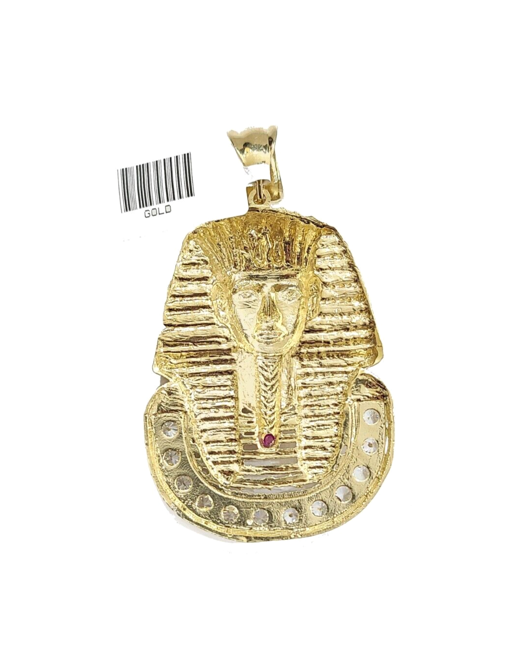 10k Gold Pharaoh Head Charm Rope Chain Necklace 8mm 28'' Set & Pendant 10kt REAL